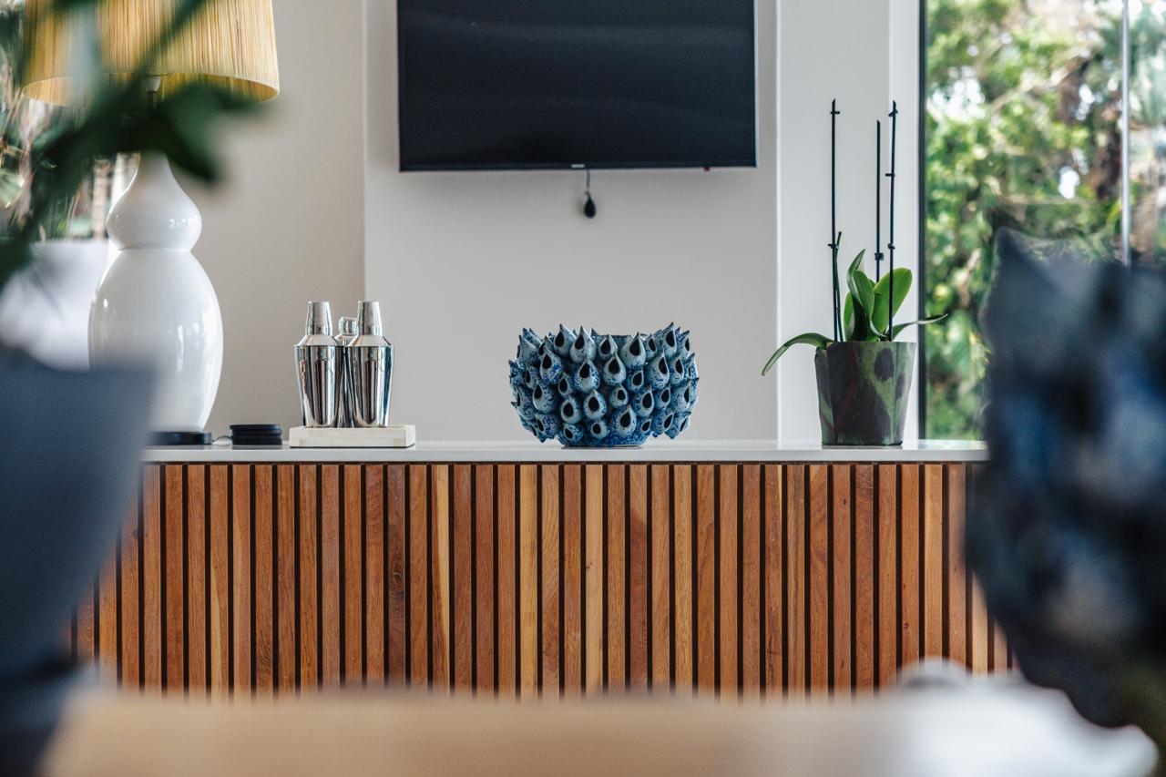 Whitefoord Beach House timber console with styling details