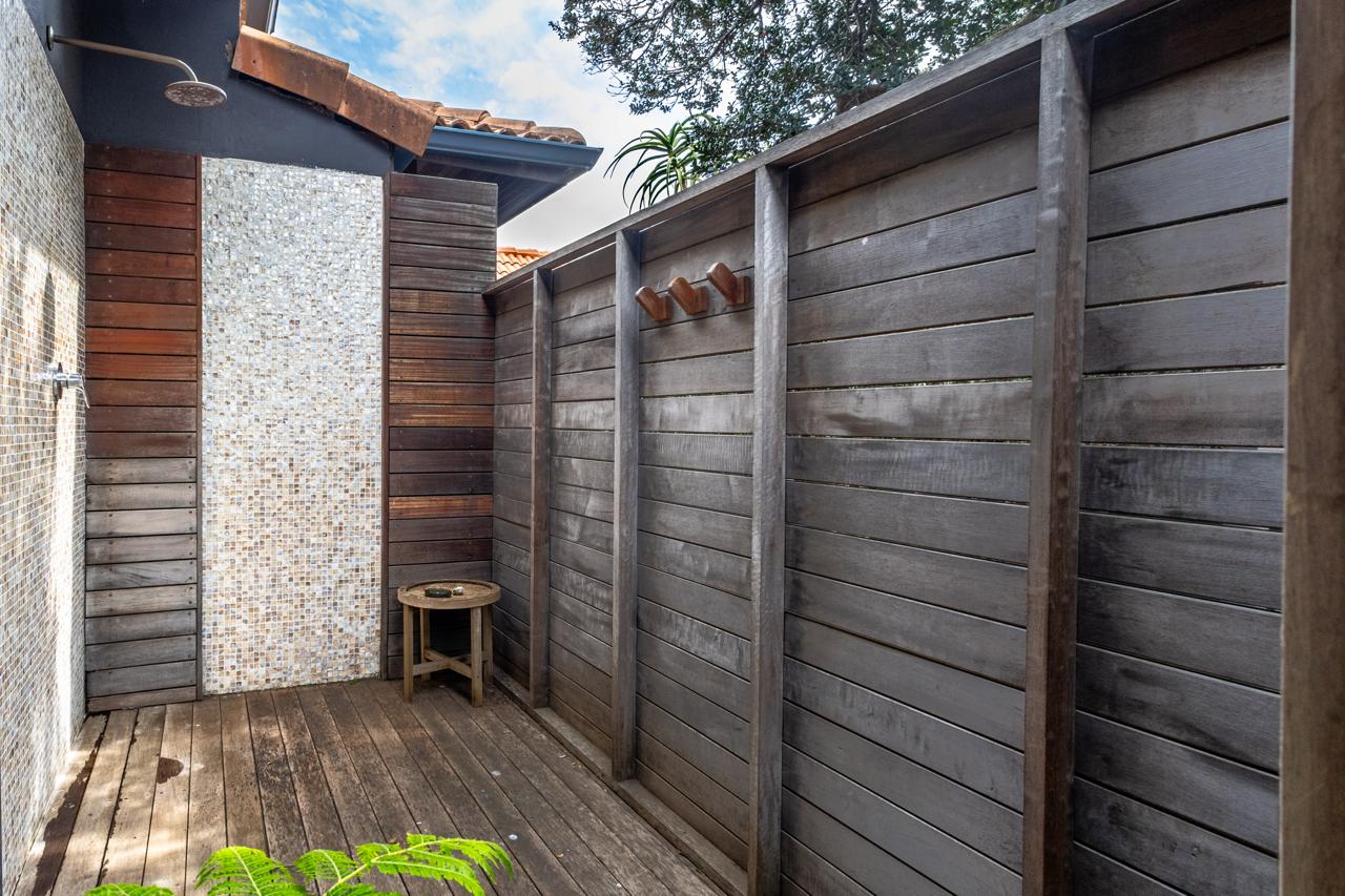 Whitefoord Beach House outdoor shower detail